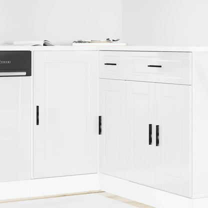 Kitchen Base Cabinet "Porto" High Gloss White Engineered Wood
