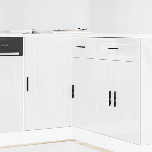 Kitchen Base Cabinet "Porto" High Gloss White Engineered Wood