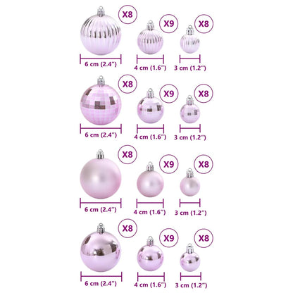 Christmas Baubles 100 pcs Pink Ø3/4/6 cm