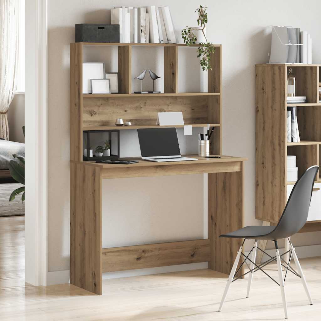 Desk with Shelves Artisan Oak 102x45x148 cm Engineered Wood