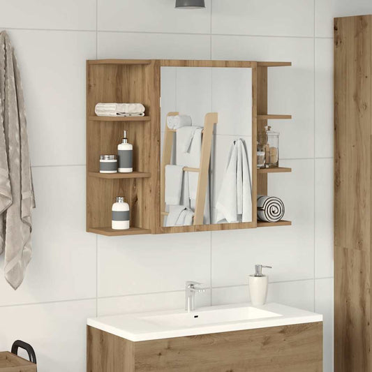 Bathroom Mirror Cabinet Artisan Oak 80x20.5x64 cm Engineered Wood