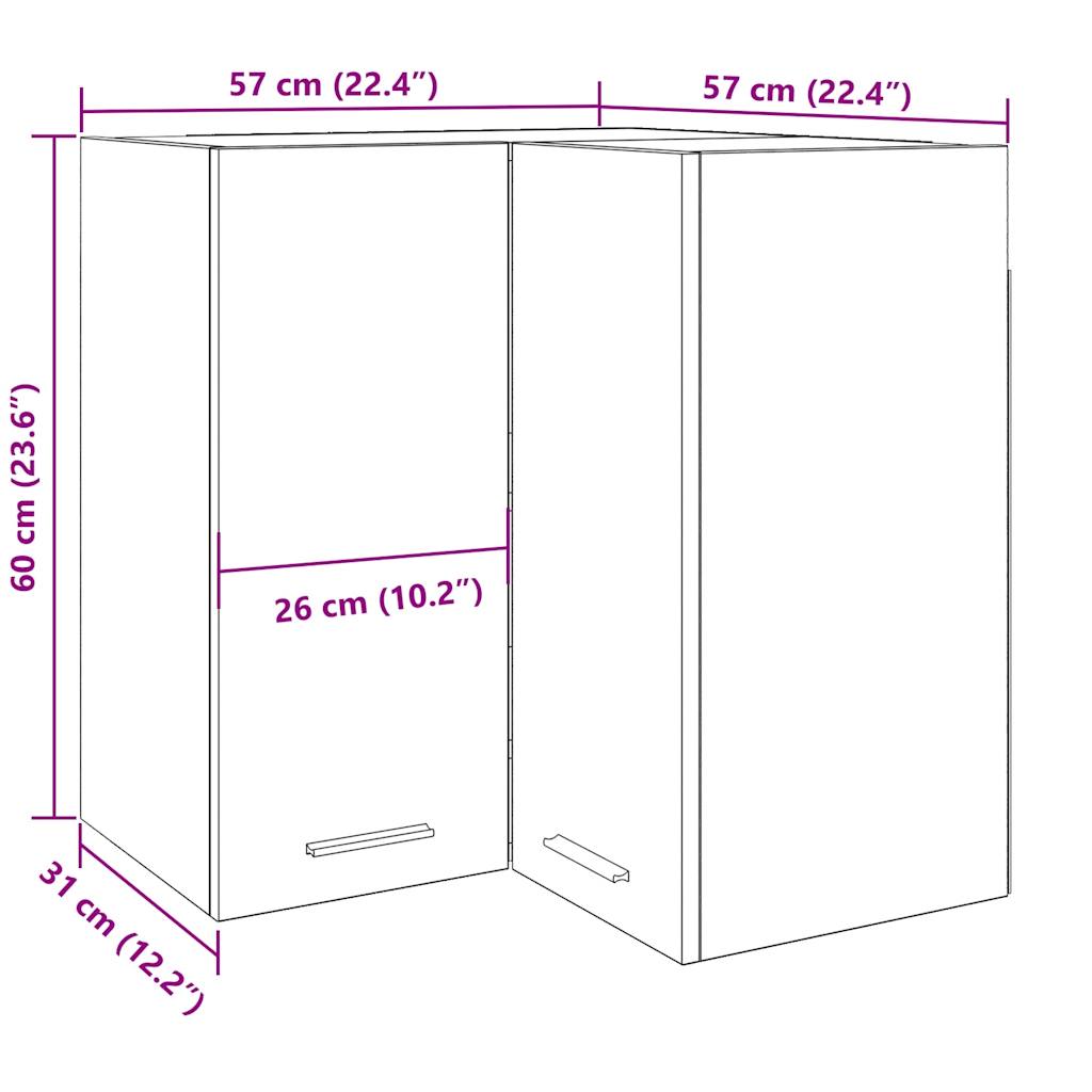 Hanging Corner Cabinet Lyon Artisan Oak 57x57x60 cm Engineered Wood