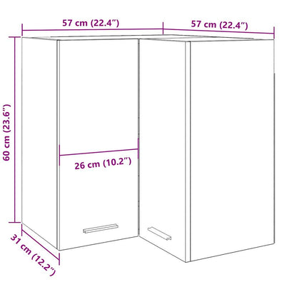 Hanging Corner Cabinet Lyon Artisan Oak 57x57x60 cm Engineered Wood