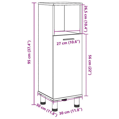 Bathroom Cabinet Old Wood 30x30x95 cm Engineered Wood