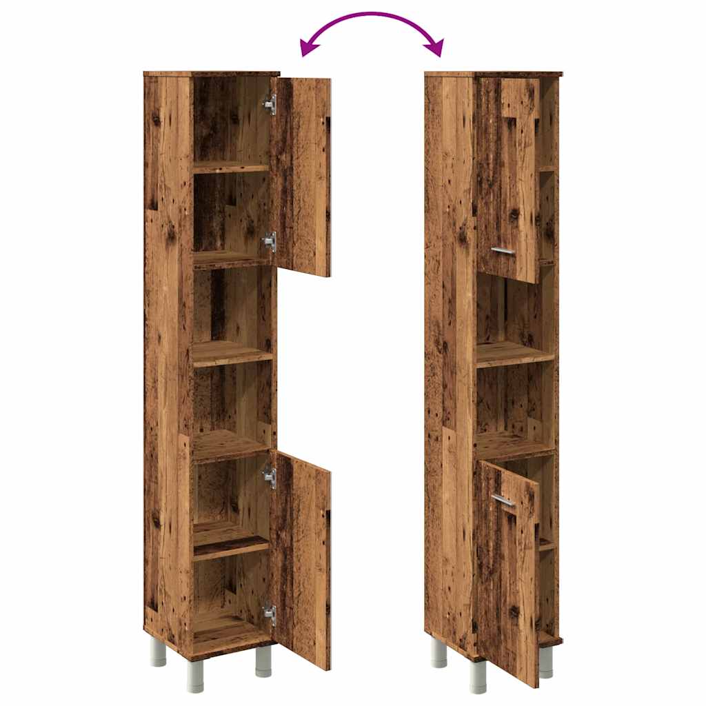 Bathroom Cabinet Old Wood 30x30x179 cm Engineered Wood