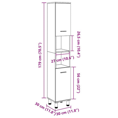 Bathroom Cabinet Old Wood 30x30x179 cm Engineered Wood