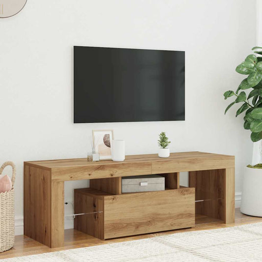 TV Cabinet with LED Lights Artisan Oak 120x36.5x40 cm Engineered Wood