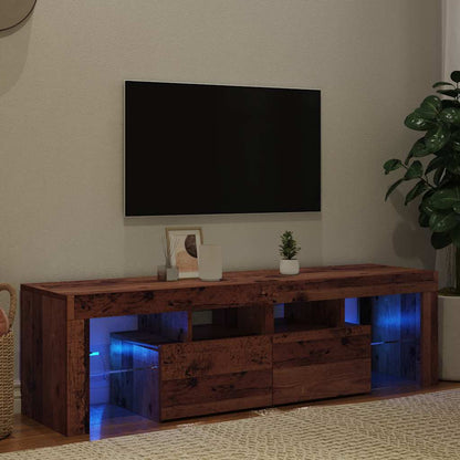 TV Cabinet with LED Lights Old Wood 140x36.5x40 cm Engineered Wood