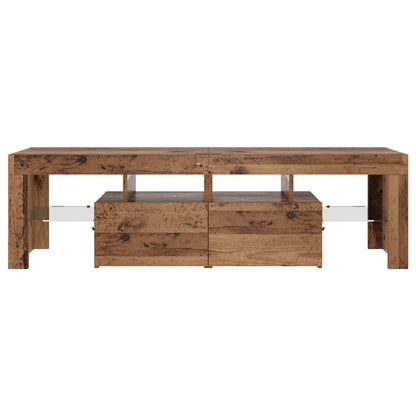 TV Cabinet with LED Lights Old Wood 140x36.5x40 cm Engineered Wood