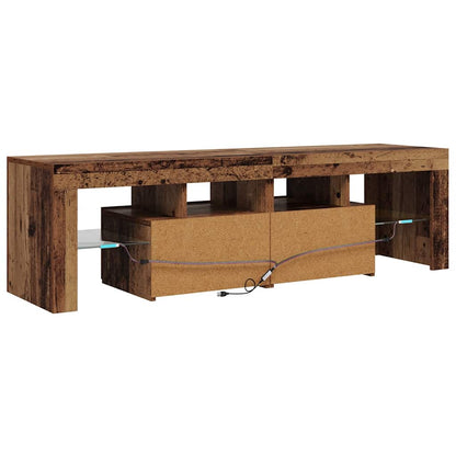 TV Cabinet with LED Lights Old Wood 140x36.5x40 cm Engineered Wood