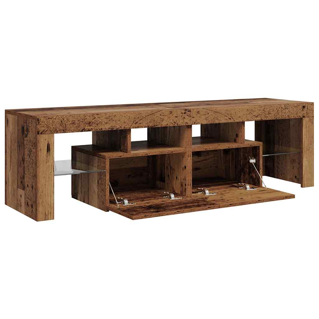 TV Cabinet with LED Lights Old Wood 140x36.5x40 cm Engineered Wood