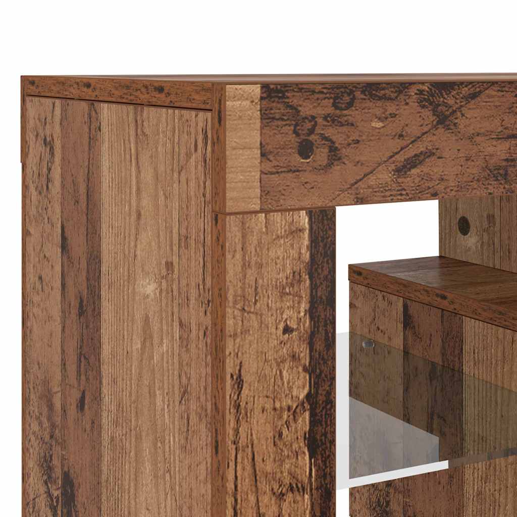 TV Cabinet with LED Lights Old Wood 140x36.5x40 cm Engineered Wood