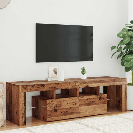 TV Cabinet with LED Lights Old Wood 140x36.5x40 cm Engineered Wood