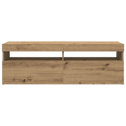TV Cabinet with LED Lights Artisan Oak 120x35x40 cm Engineered Wood