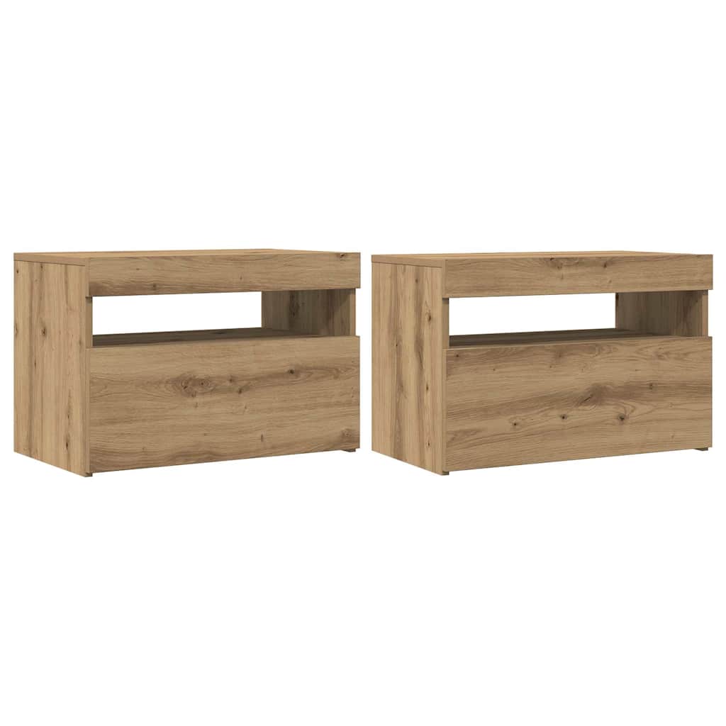 TV Cabinets with LED Lights 2 pcs Artisan Oak Engineered Wood