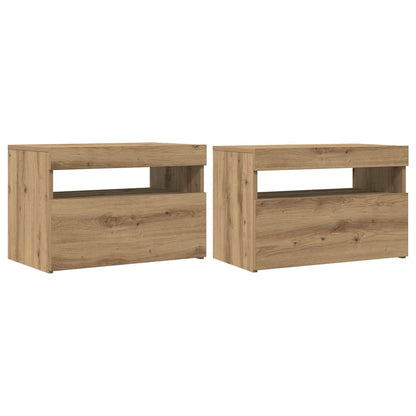 TV Cabinets with LED Lights 2 pcs Artisan Oak Engineered Wood