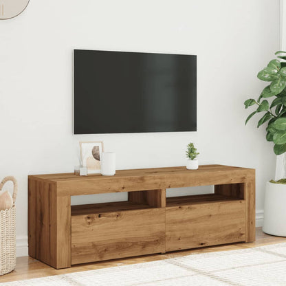 TV Cabinet with LED Lights Artisan Oak 120x35x40 cm Engineered Wood