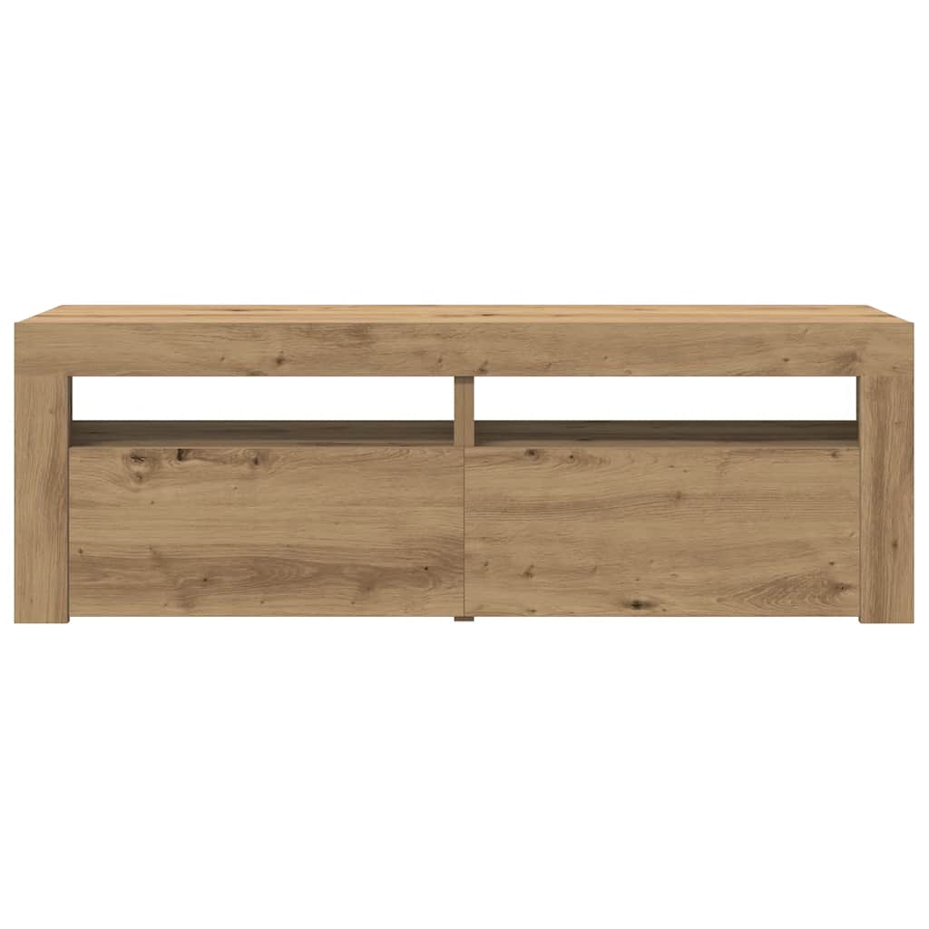 TV Cabinet with LED Lights Artisan Oak 120x35x40 cm Engineered Wood
