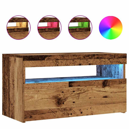 TV Cabinets with LED Lights 2 pcs Old Wood Engineered Wood
