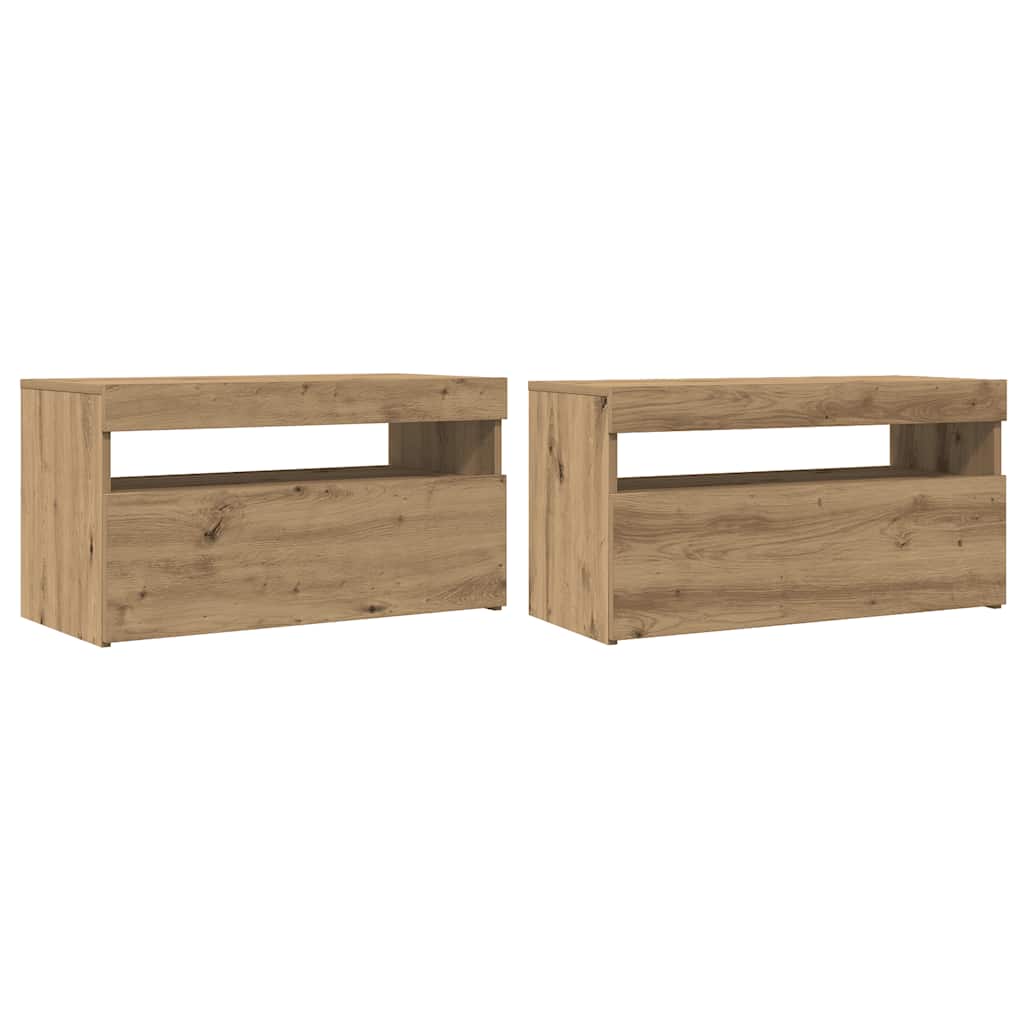 TV Cabinets with LED Lights 2 pcs Artisan Oak Engineered Wood