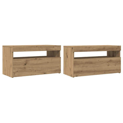 TV Cabinets with LED Lights 2 pcs Artisan Oak Engineered Wood