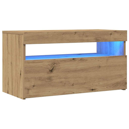 TV Cabinets with LED Lights 2 pcs Artisan Oak Engineered Wood