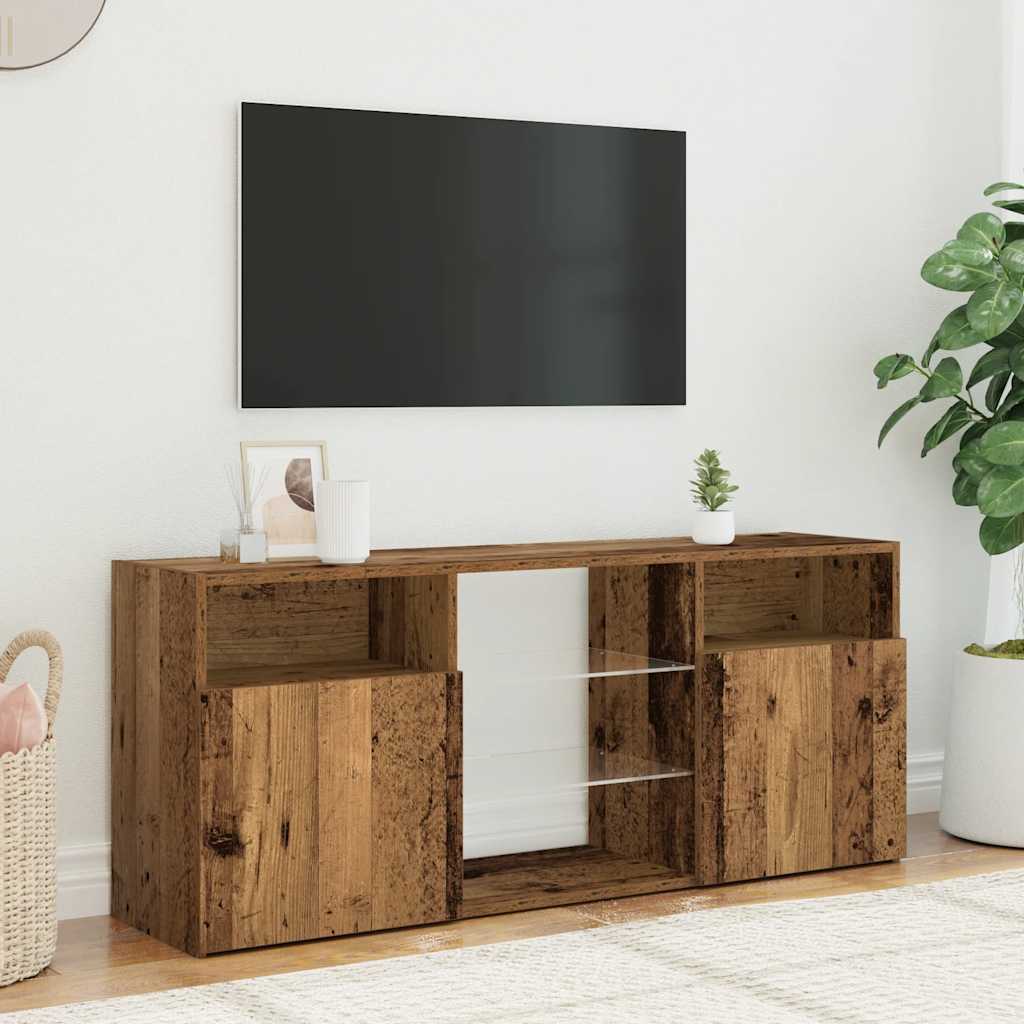 TV Cabinet with LED Lights Old Wood 120x30x50 cm Engineered Wood