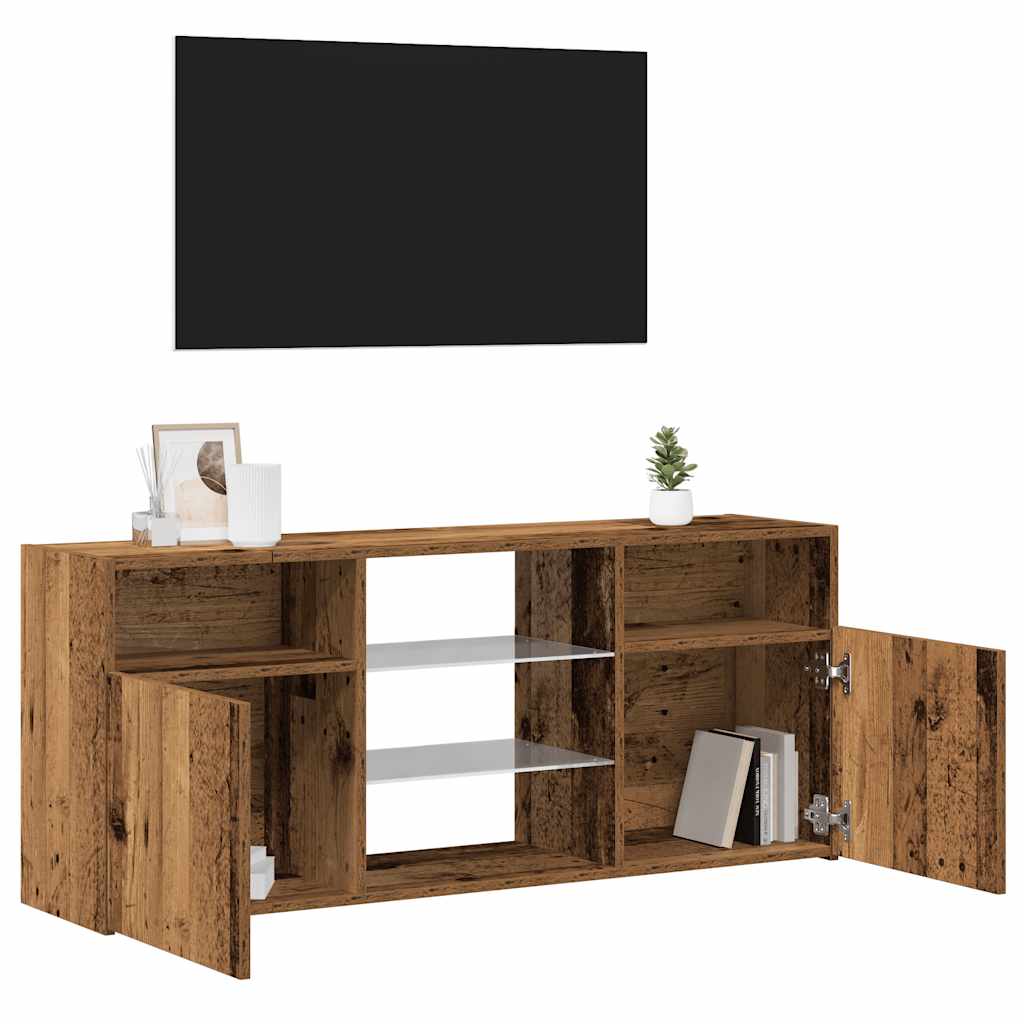 TV Cabinet with LED Lights Old Wood 120x30x50 cm Engineered Wood