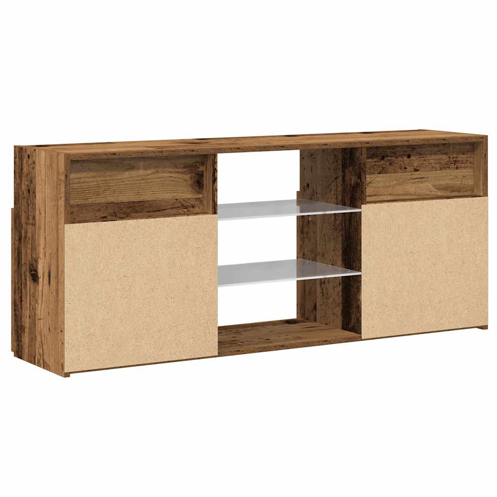 TV Cabinet with LED Lights Old Wood 120x30x50 cm Engineered Wood