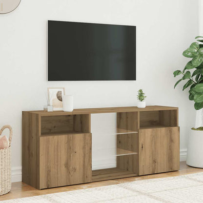 TV Cabinet with LED Lights Artisian Oak 120x30x50 cm Engineered Wood
