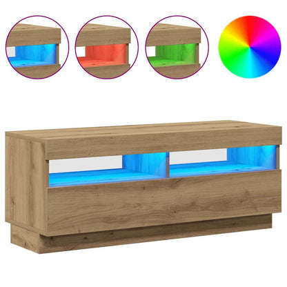 TV Cabinet with LED Lights Artisian Oak 100x35x40 cm Engineered Wood