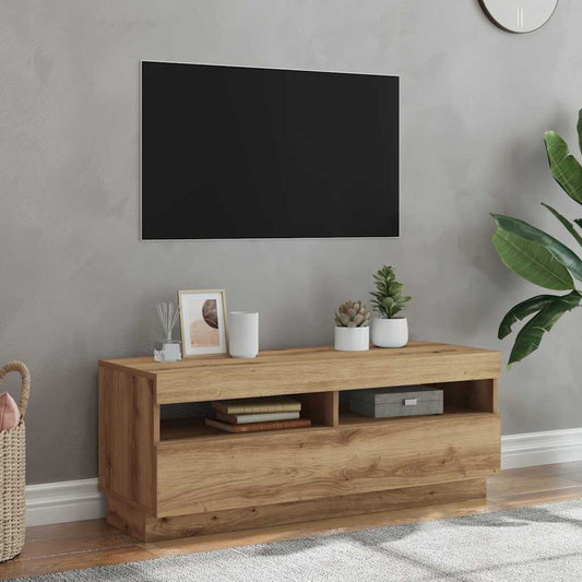 TV Cabinet with LED Lights Artisian Oak 100x35x40 cm Engineered Wood