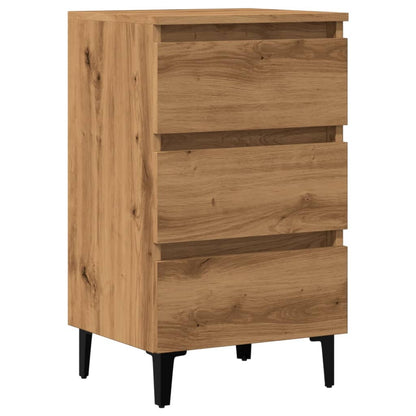 Bed Cabinet with Metal Legs Artisan Oak 40x35x69 cm