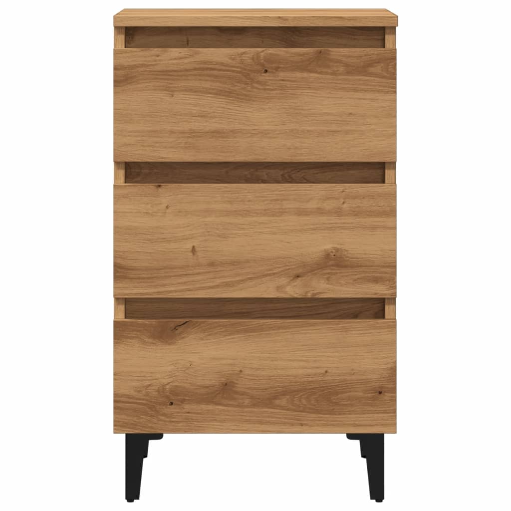 Bed Cabinet with Metal Legs Artisan Oak 40x35x69 cm