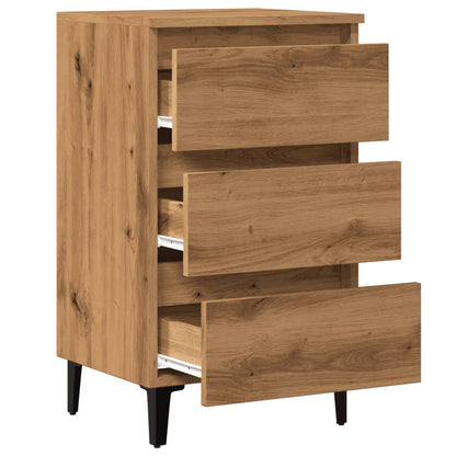 Bed Cabinet with Metal Legs Artisan Oak 40x35x69 cm