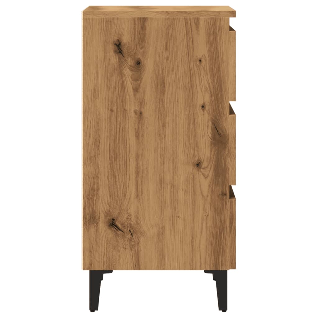 Bed Cabinet with Metal Legs Artisan Oak 40x35x69 cm