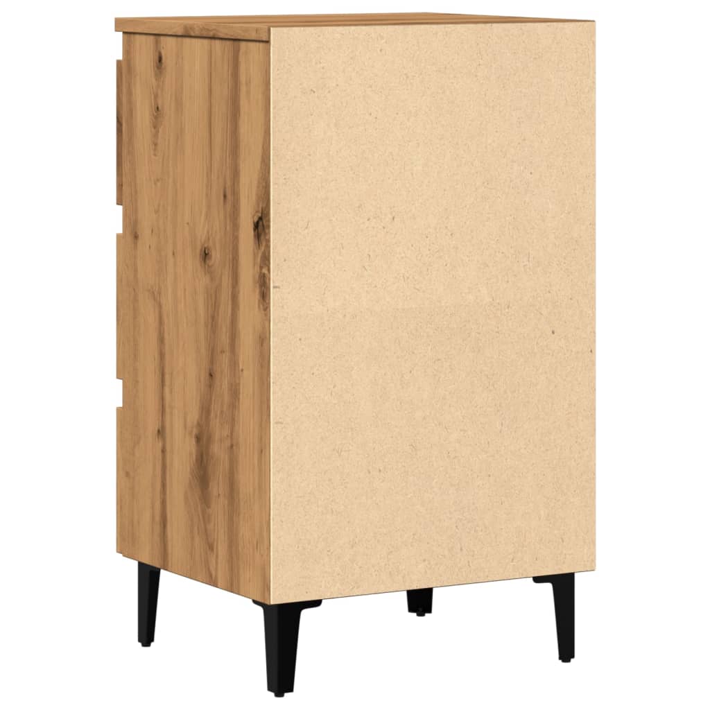 Bed Cabinet with Metal Legs Artisan Oak 40x35x69 cm