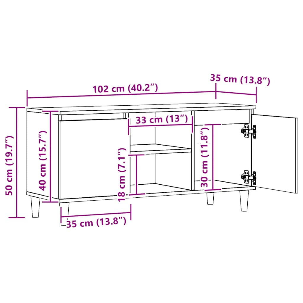TV Cabinet Artisan Oak 102x35x50 cm Engineered Wood