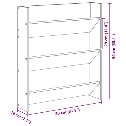 Wall Shoe Cabinet Artisan Oak 80x18x90 cm Engineered Wood