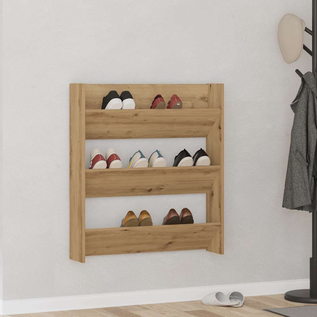 Wall Shoe Cabinet Artisan Oak 80x18x90 cm Engineered Wood