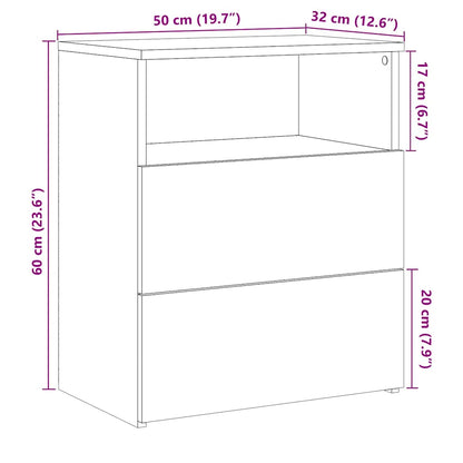 Bedside Cabinet Artisan Oak 50x32x60cm Engineered Wood