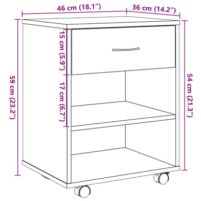 Rolling Cabinet Artisan Oak 46x36x59 cm Engineered Wood