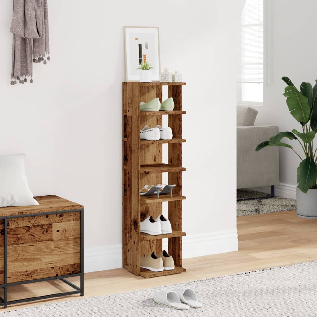 Shoe Cabinet Old Wood 28x27x102 cm Engineered Wood