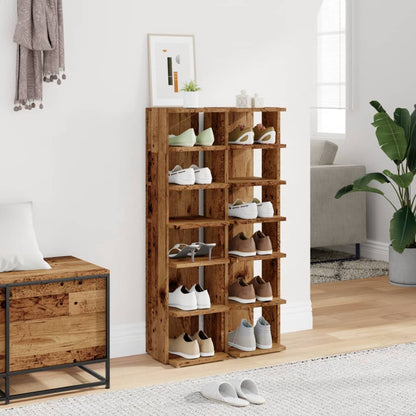 Shoe Cabinets 2 pcs Old Wood 28x27x102 cm Engineered Wood