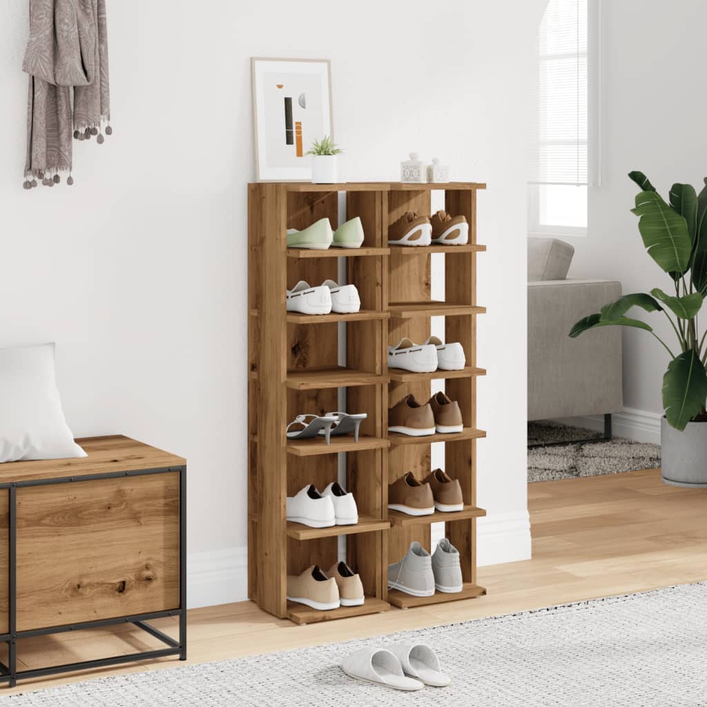 Shoe Cabinets 2 pcs Artisan Oak 28x27x102 cm Engineered Wood