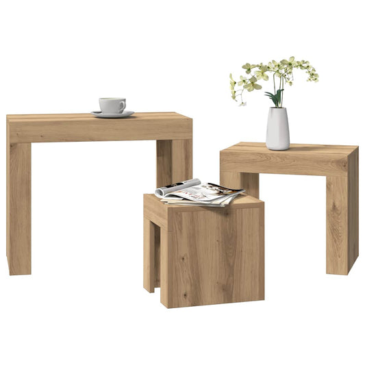 Nesting Coffee Tables 3 pcs Artisian Oak Engineered Wood