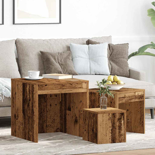 Nesting Tables 3 pcs Old Wood Engineered Wood