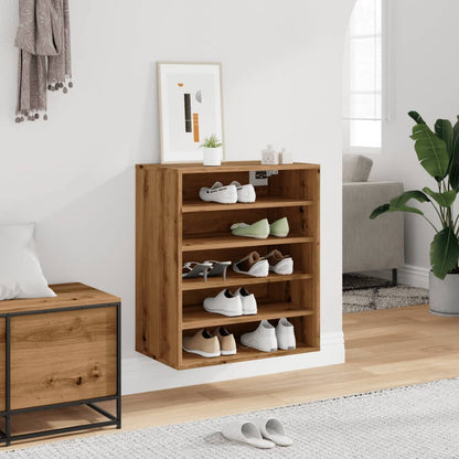 Shoe Cabinet Artisan Oak 60x35x70 cm Engineered Wood