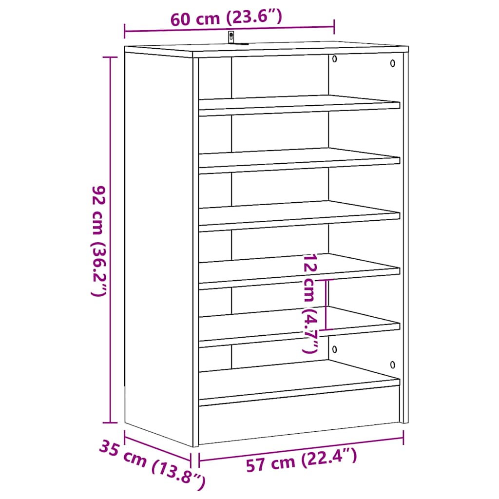 Shoe Cabinet Old Wood 60x35x92 cm Engineered Wood