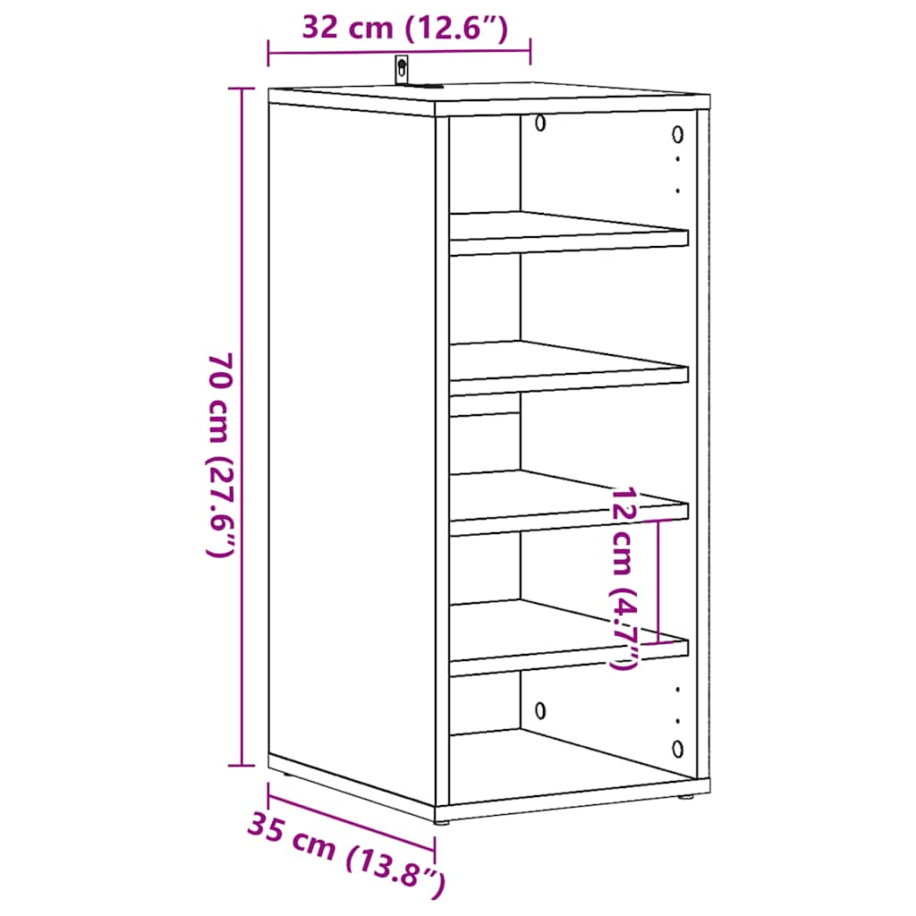 Shoe Cabinet Old Wood 32x35x70 cm Engineered Wood